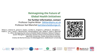 Reimaging the future of Global health Initiatives | PPTX