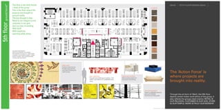 IDEAS     FIFTH FLOOR DESIGN IDEAS




The ‘Action Force’ is
where projects are
brought into reality.


Through the art form of ‘Warli’, the fifth floor
depicts certain Indian work ethics of the group. It
also reflects the groups retail mantra: RETAIL IS
OUR RELIGION, CUSTOMER IS OUR GOD, STORE
IS OUR TEMPLE, WORK IS TRULY OUR WORSHIP          .
 