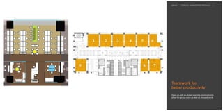 IDEAS     TYPICAL WORKSPACE MODULE




Teamwork for
better productivity
Open as well as closed working environments
allow for group work as well as focused work.
 