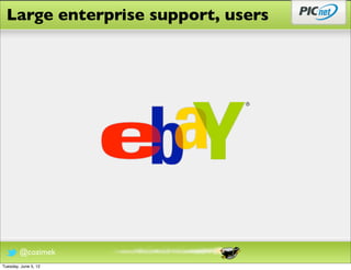 Large enterprise support, users




        @cozimek
Tuesday, June 5, 12
 