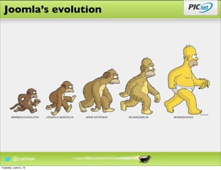 Joomla’s evolution




        @cozimek
Tuesday, June 5, 12
 