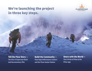 Tell the Flow Story —
The Rise of Superman Book
and Documentary film
We’re launching the project
in three key steps.
Build...