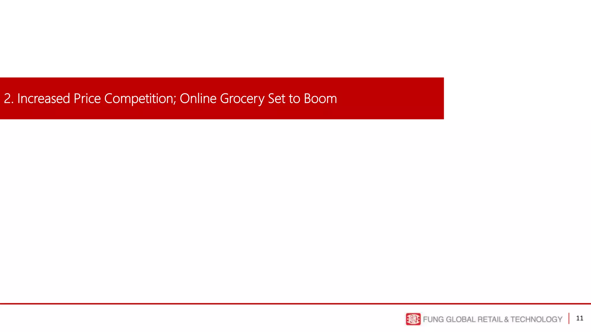 11
2. Increased Price Competition; Online Grocery Set to Boom
 