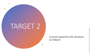 Connect powerful GIS solutions
to FiWare!
TARGET 2
 
