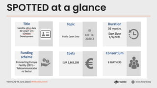 Vienna, 12-13 June, 2023 | #FIWARESummit www.fiware.org
SPOTTED at a glance
 