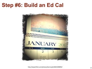 Step #6: Build an Ed Cal




          http://www.flickr.com/photos/danmoyle/6601589893/
                                                              33
 