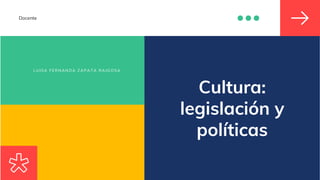 LUISA FERNANDA ZAPATA RAIGOSA
Cultura:
legislación y
políticas
Docente
 