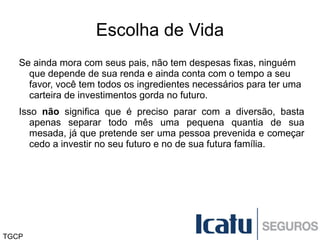 Longevidade Ultimamente, a  expectativa de vida  tem aumentado,  como mostrado  anteriormente e no quadro ao lado , criando um aumento no período laboral, o que possibilita um maior prazo de  investimentos  “a priori”  da  aposentadoria,  que, se bem aproveitado, pode gerar uma ótima qualidade de vida em perspectiva. Uma aposentadoria aparentemente mais precoce, mas reconfigurada em outra ordem de valores. 