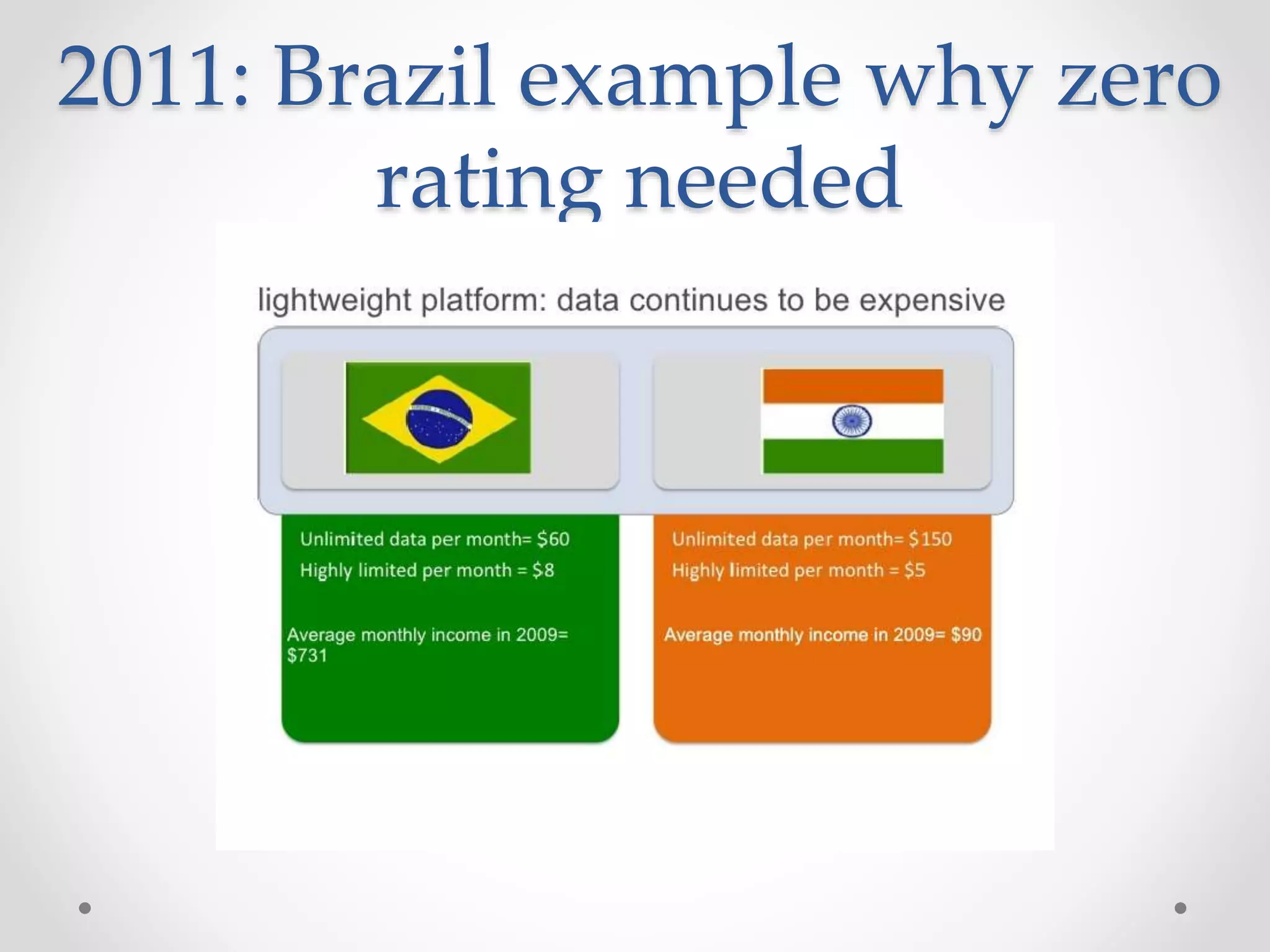 2011: Brazil example why zero
rating needed
 