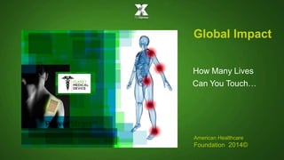 Global Impact
How Many Lives
Can You Touch…
American Healthcare
Foundation 2014©
 