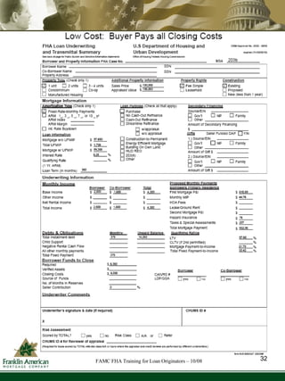 FAMC FHA Training for Loan Originators – 10/08 32 