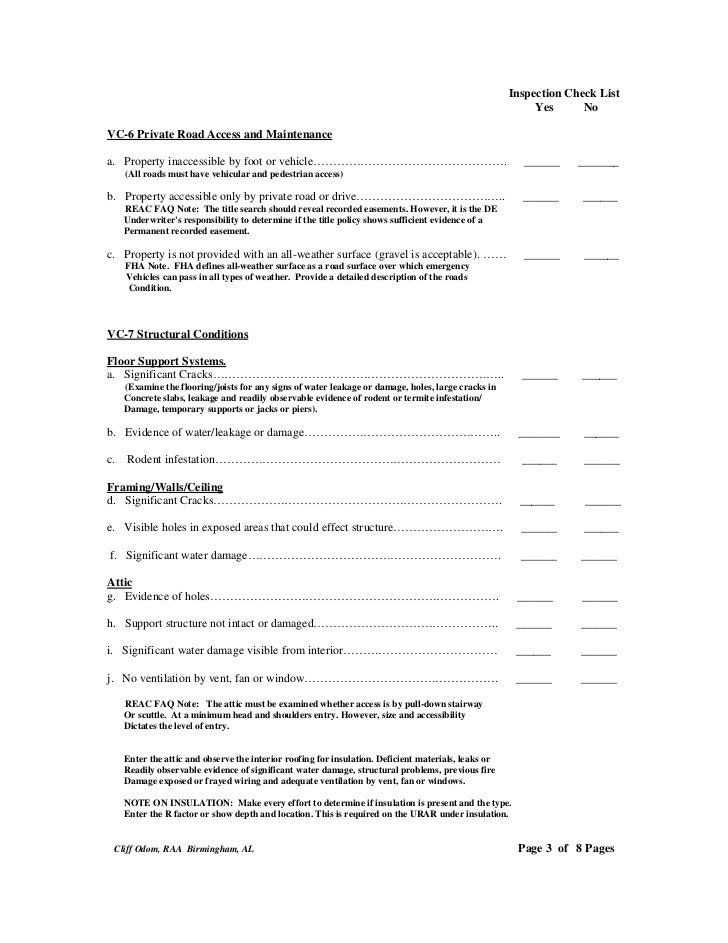 fha inspection check list prepared for use with fha hud handbook 415 hud inspection form