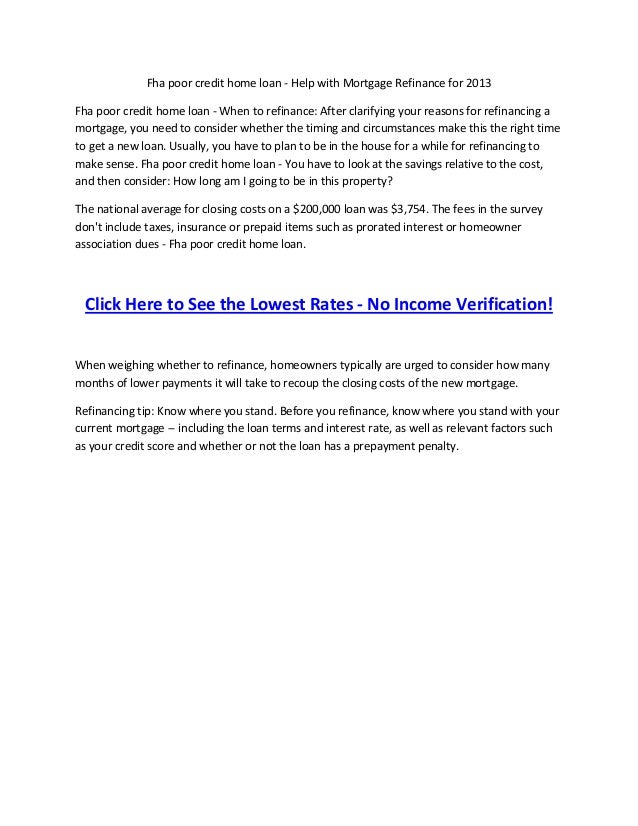 fha poor credit home loan