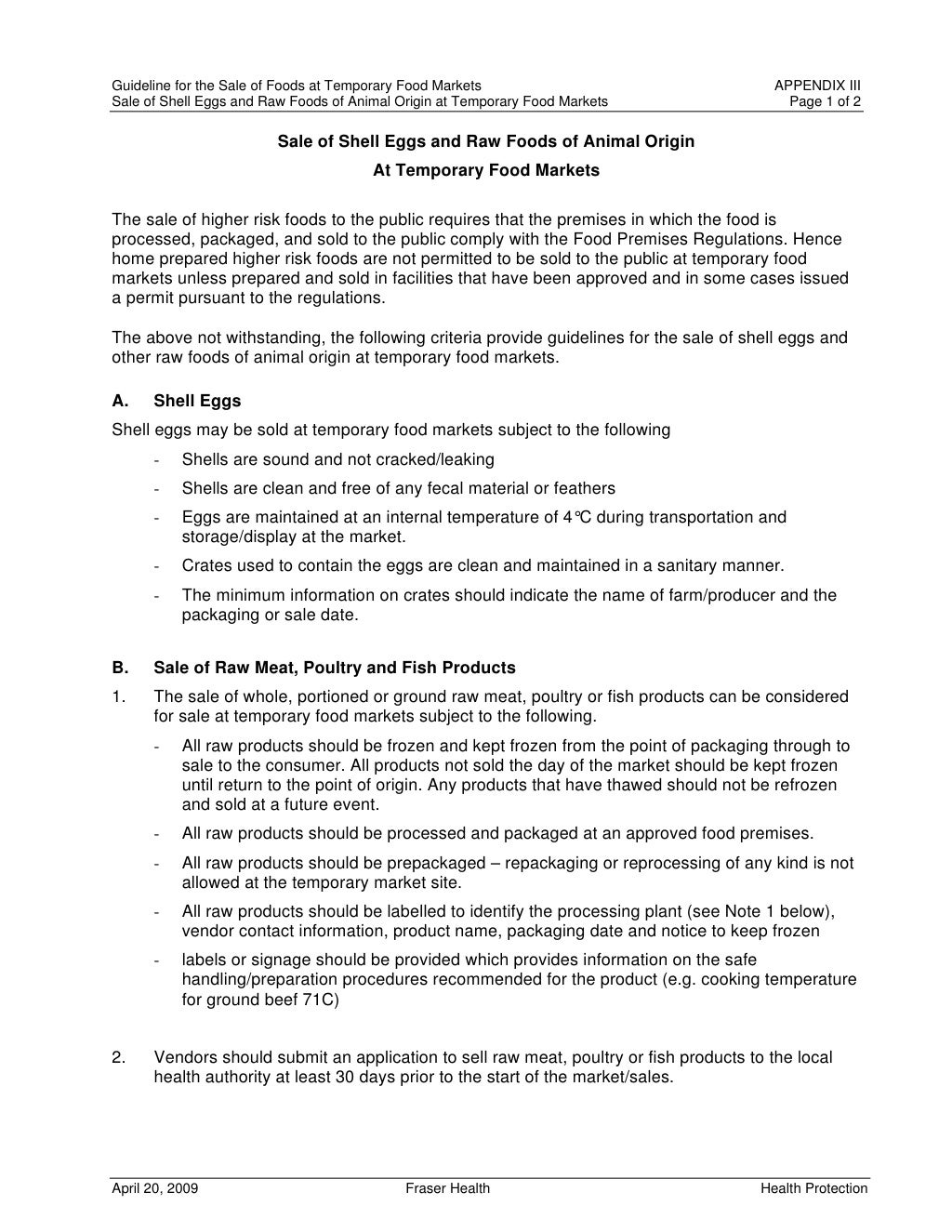 Fha Prepared Food Vendors Guidelines Revised April 2009