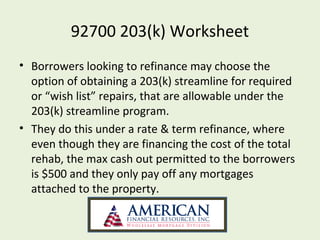 Fha streamline 203k powerpoint | PPT