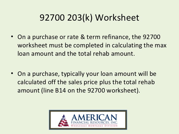 Worksheets Fha Streamline Refinance Calculator Worksheet fha streamline 203k powerpoint 34999 50 19
