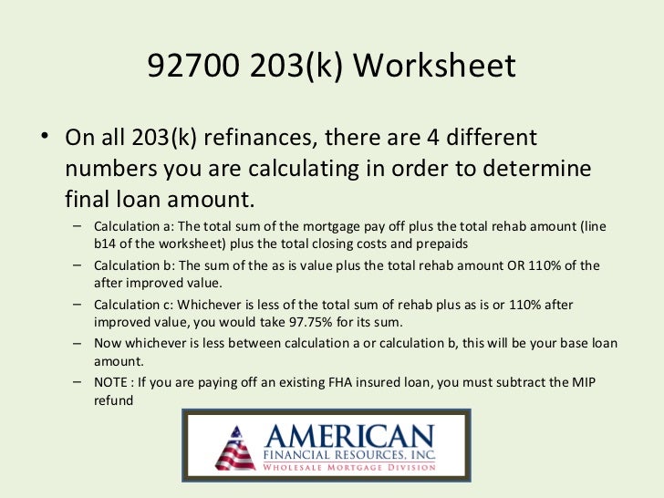 Printables Fha Streamline Refinance Calculator Worksheet fha streamline 203k powerpoint 25