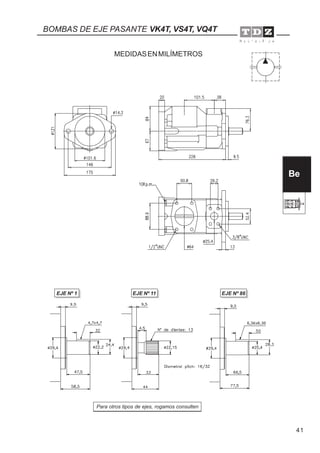 41
EJE Nº 1 EJE Nº 11
Para otros tipos de ejes, rogamos consulten
BOMBAS DE EJE PASANTE VK4T, VS4T, VQ4T
Be
EJE Nº 86
MEDIDASENMILÍMETROS
 
