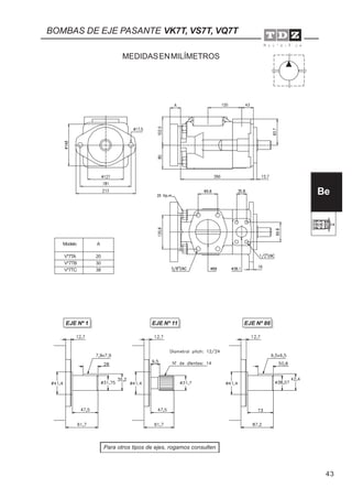 43
Para otros tipos de ejes, rogamos consulten
BOMBAS DE EJE PASANTE VK7T, VS7T, VQ7T
V*7TA 20
V*7TB 30
V*7TC 38
AModelo
Be
EJE Nº 11EJE Nº 1 EJE Nº 86
MEDIDASENMILÍMETROS
 