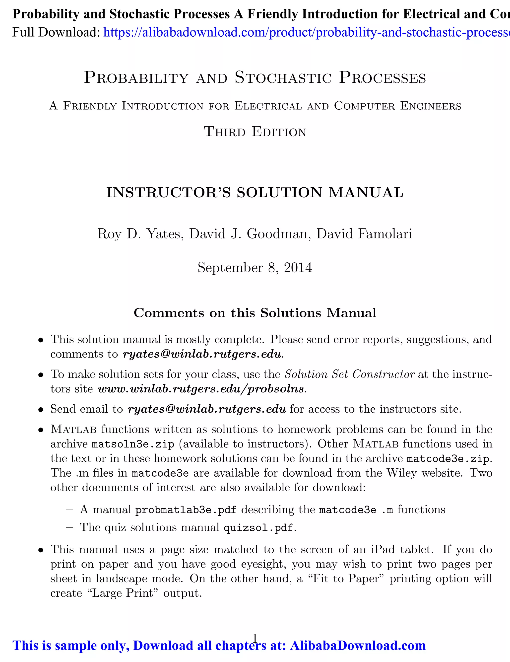 Probability and Stochastic Processes A Friendly Introduction for ...