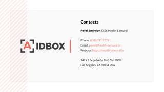 Contacts
Pavel Smirnov, CEO, Health Samurai
Phone: (818) 731-1279
Email: pavel@health-samurai.io
Website: https://health-samurai.io
3415 S Sepulveda Blvd Ste 1000
Los Angeles, CA 90034 USA
 