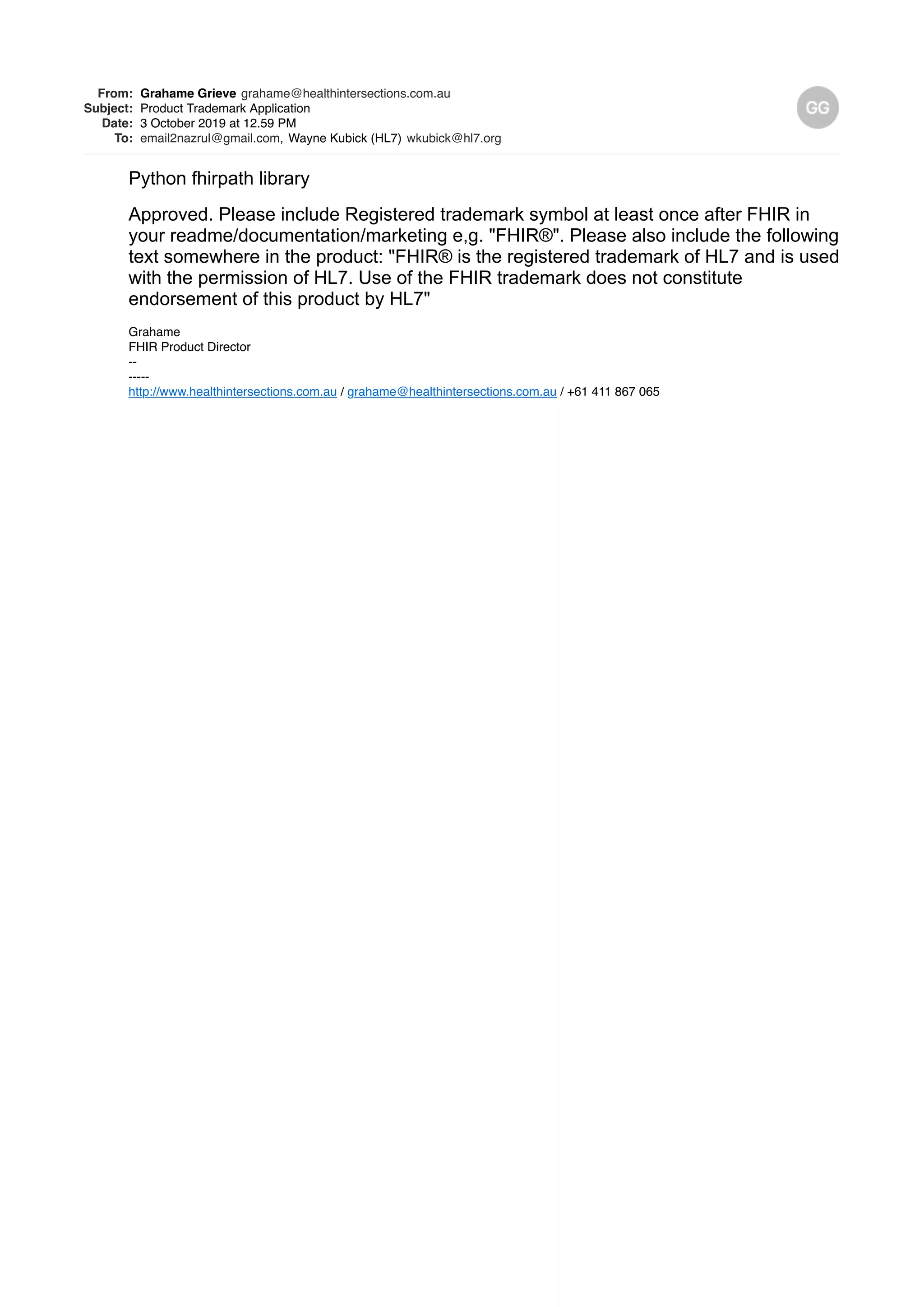 Fhir product-trademark-application-and-confirmation | PDF