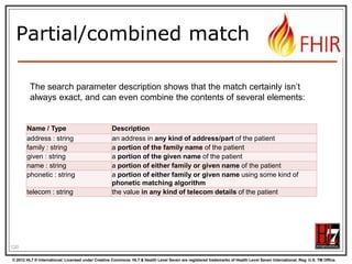 Xml and Json in FHIR

122
© 2012 HL7 ® International. Licensed under Creative Commons. HL7 & Health Level Seven are registered trademarks of Health Level Seven International. Reg. U.S. TM Office.

 