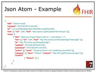 Multiple versions of
entries

Same
id!

73
© 2012 HL7 ® International. Licensed under Creative Commons. HL7 & Health Level Seven are registered trademarks of Health Level Seven International. Reg. U.S. TM Office.

 