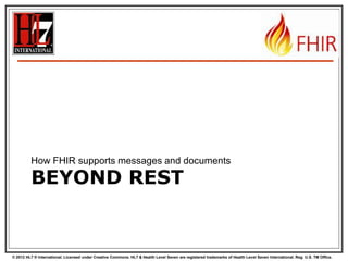 More optimalizations


Say we do:







http://fhir.com/fhir/Observation?date=2014-01-20
We get back: a Bundle with 0..* “Observations”

Now, usually, wouldn‟t we want the Patient
information too? => Need to do “N” queries
for the Observation‟s “subject”
Quicker:
?_include=Observation.subject
Returns both Observations + Patients

89
© 2012 HL7 ® International. Licensed under Creative Commons. HL7 & Health Level Seven are registered trademarks of Health Level Seven International. Reg. U.S. TM Office.

 