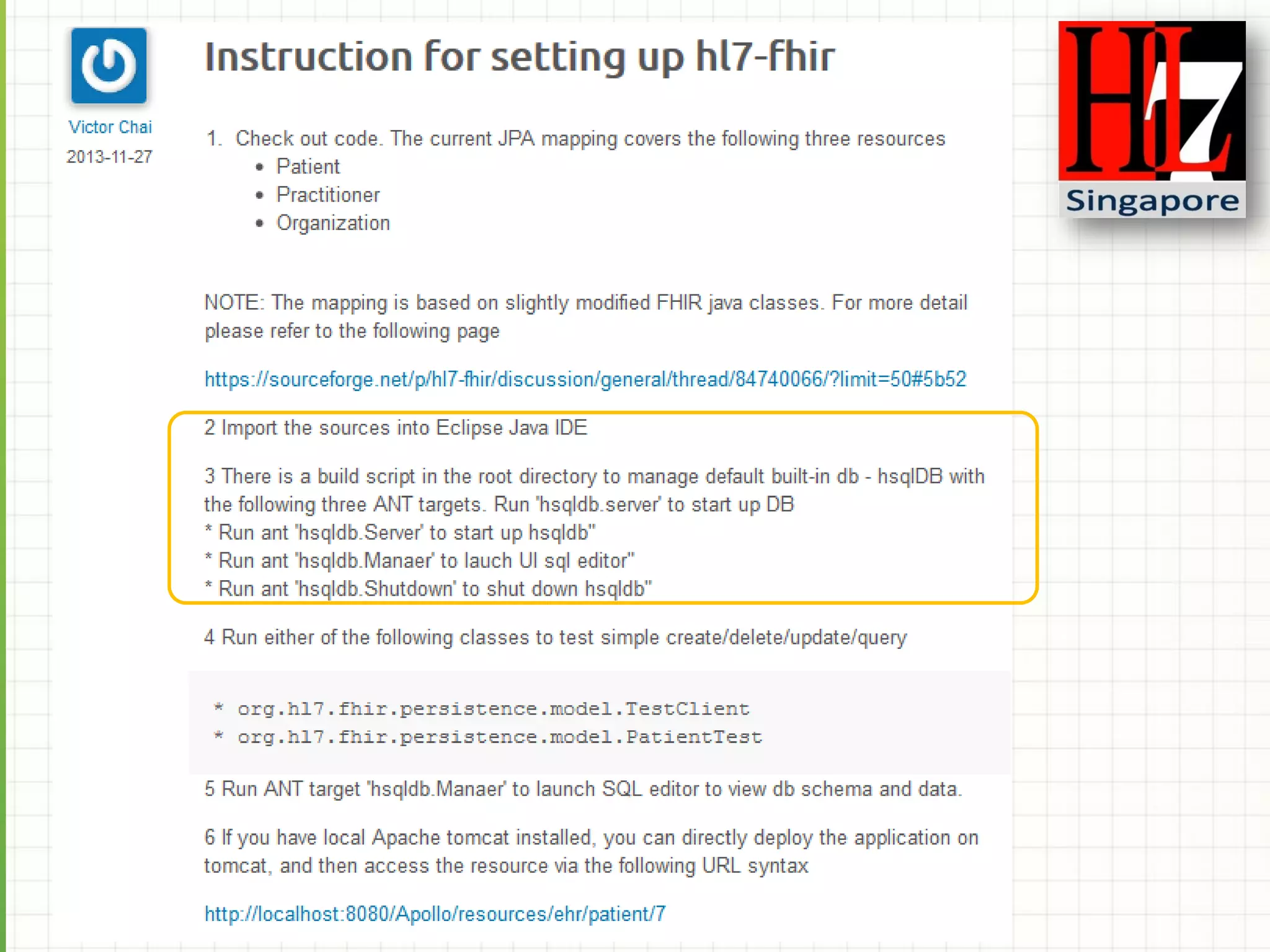 Setting up hl7-fhir project
 