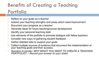 Benefits of Creating a Teaching Portfolio?   
