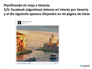 Planificando mi viaje a Venecia
3/5: Facebook (algoritmo) detecta mi interés por Venecia
y al día siguiente aparece Alejandro en mi página de inicio
 