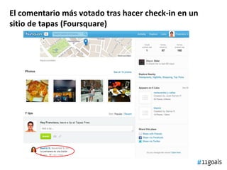 El comentario más votado tras hacer check-in en un
sitio de tapas (Foursquare)
 