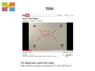 Wiki For Beginners: watch this video:  http://www.youtube.com/watch?v=-dnL00TdmLY   