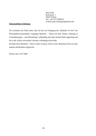 B.A.-Thesis: Führung in Unternehmen