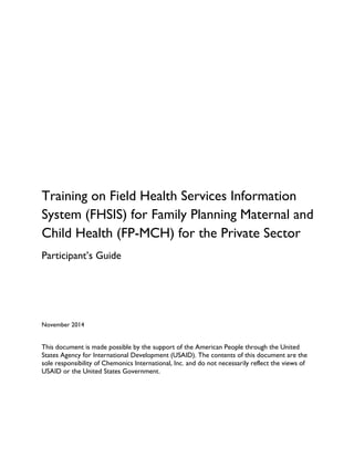 training on fhsis for family planning and child health | PDF