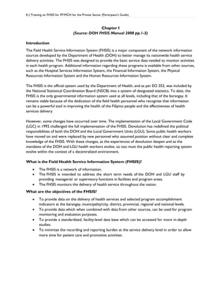 training on fhsis for family planning and child health | PDF