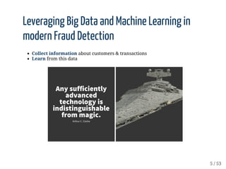 Leveraging	Big	Data	and	Machine	Learning	in
modern	Fraud	Detection
Collect	information	about	customers	&	transactions
Lear...
