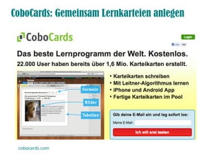 CoboCards: Gemeinsam Lernkarteien anlegen




 cobocards.com
 
