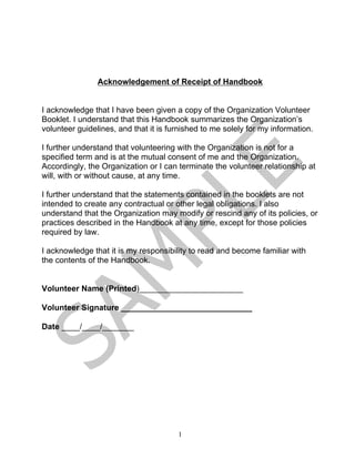 Booklet Acknowledgement Fighting Hunger Together: The Basics of Volunteer Management | PDF