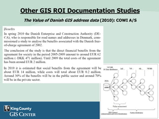 The Value of Danish GIS address data (2010): COWI A/S
Other GIS ROI Documentation Studies
 