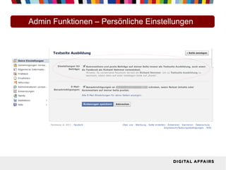 Admin Funktionen – Persönliche Einstellungen
 