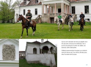 Caii se simt deosebit de bine pe pajiștile verzi
din țarcurile conacului de vânătoare. Aici e
punctul de plecare al turelor de călărie, de
exemplu către Zalanpatak.
Călăreți experimentați îi însoțesc pe vizitatorii
care pot savura aici unul dintre ultimele para-
disuri ecvestre ale Europei.
35
 