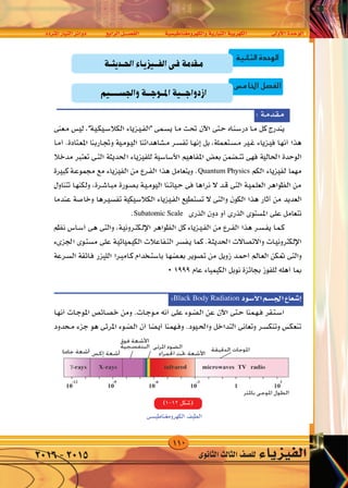 110
‫املرتدد‬‫التيار‬‫دوائر‬ ‫الرابع‬‫الف�صــــل‬ ‫والكهرومغناطي�سية‬‫التيارية‬‫الكهربية‬ ‫أوىل‬‫ل‬‫ا‬‫الوحدة‬
‫الثانوى‬‫الثالث‬‫لل�صف‬ ‫الفيزياء‬2016-2015
‫الثانية‬‫الوحدة‬
 