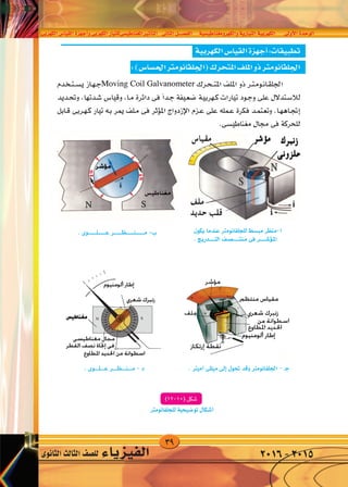 39
‫الكهربى‬‫القيا�س‬‫أجهزة‬�‫و‬‫الكهربى‬‫املغناطي�سىللتيار‬‫أثري‬�‫الت‬ ‫الثانى‬‫الف�صــــل‬ ‫والكهرومغناطي�سية‬‫التيارية‬‫الكهربية‬ ‫أوىل‬‫ل‬‫ا‬‫الوحدة‬
‫الثانوى‬‫الثالث‬‫لل�صف‬ ‫الفيزياء‬ 2016-2015
 