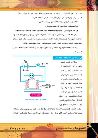 62
‫الكهرومغناطي�سى‬‫احلث‬ ‫الثالث‬‫الف�صــــل‬ ‫والكهرومغناطي�سية‬‫التيارية‬‫الكهربية‬ ‫أوىل‬‫ل‬‫ا‬‫الوحدة‬
‫الثانوى‬‫الثالث‬‫لل�صف‬ ‫الفيزياء‬2016-2015
 