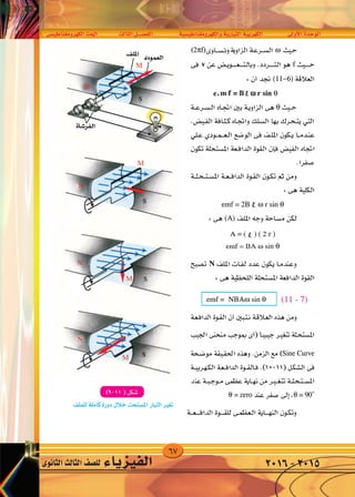 67
‫الكهرومغناطي�سى‬‫احلث‬ ‫الثالث‬‫الف�صــــل‬ ‫والكهرومغناطي�سية‬‫التيارية‬‫الكهربية‬ ‫أوىل‬‫ل‬‫ا‬‫الوحدة‬
‫الثانوى‬‫الثالث‬‫لل�صف‬ ‫الفيزياء‬ 2016-2015
 