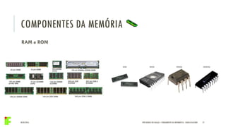COMPONENTES DA MEMÓRIA
04/05/2016 27
RAM e ROM
IFPR QUEDAS DO IGUAÇU – FUNDAMENTOS DA INFORMÁTICA - DANILO GIACOBO
 
