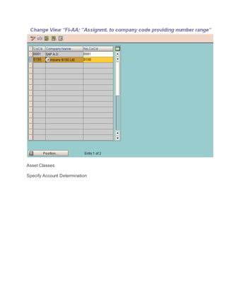 Asset Classes
Specify Account Determination
 