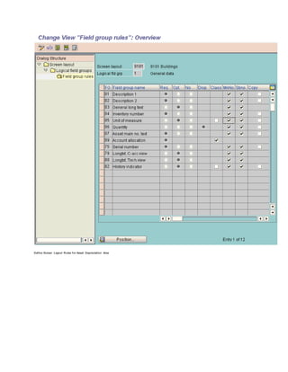 Define Screen Layout Rules for Asset Depreciation Area
 